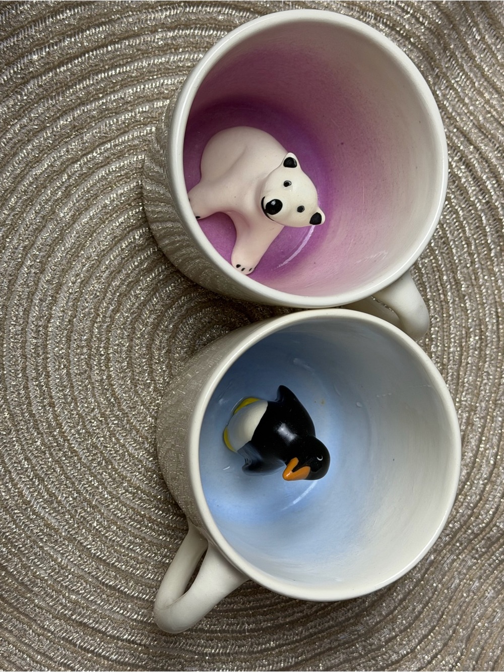 Spademan Hidden Animal Surprise Mug Set Polar Bear Penguin Ceramic Coffee Cups